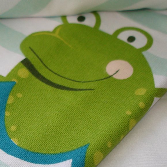 Peri Kids Cute Frog Shower Curtain 100% Cotton Fabric White Multi Color - Picture 11 of 12